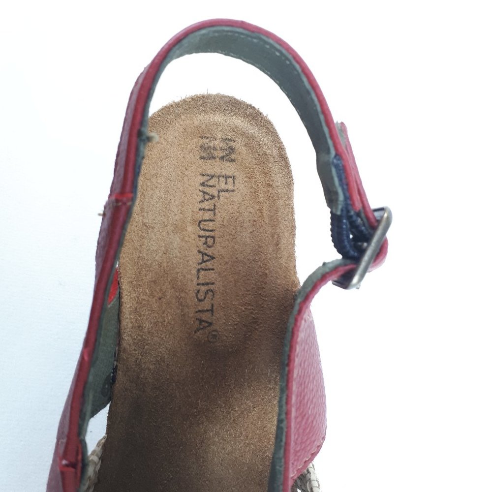 El Naturalista Red Ivory Chunky Heel Leather Sandals - Picture 11 of 15